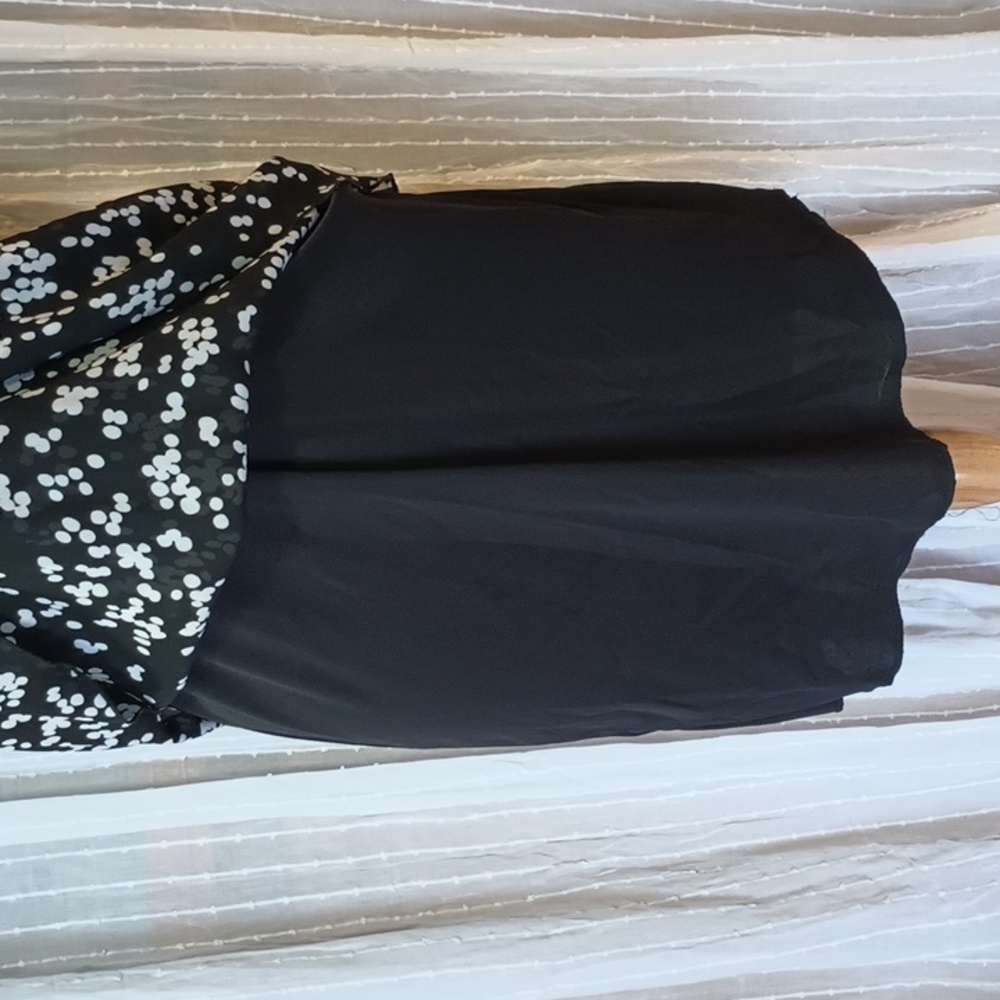 R&K Originals Petite Black White Polkadot Knot Twist Neckline Feminine Dress 8P - Picture 9 of 11
